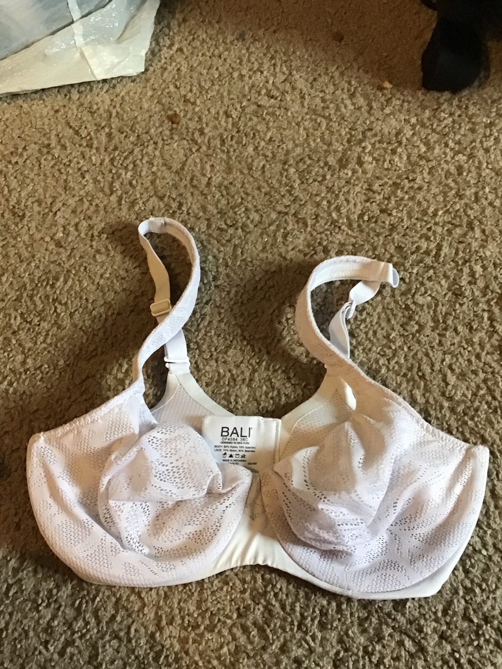 Bali White Lace Underwire Bra with Mesh Overlay